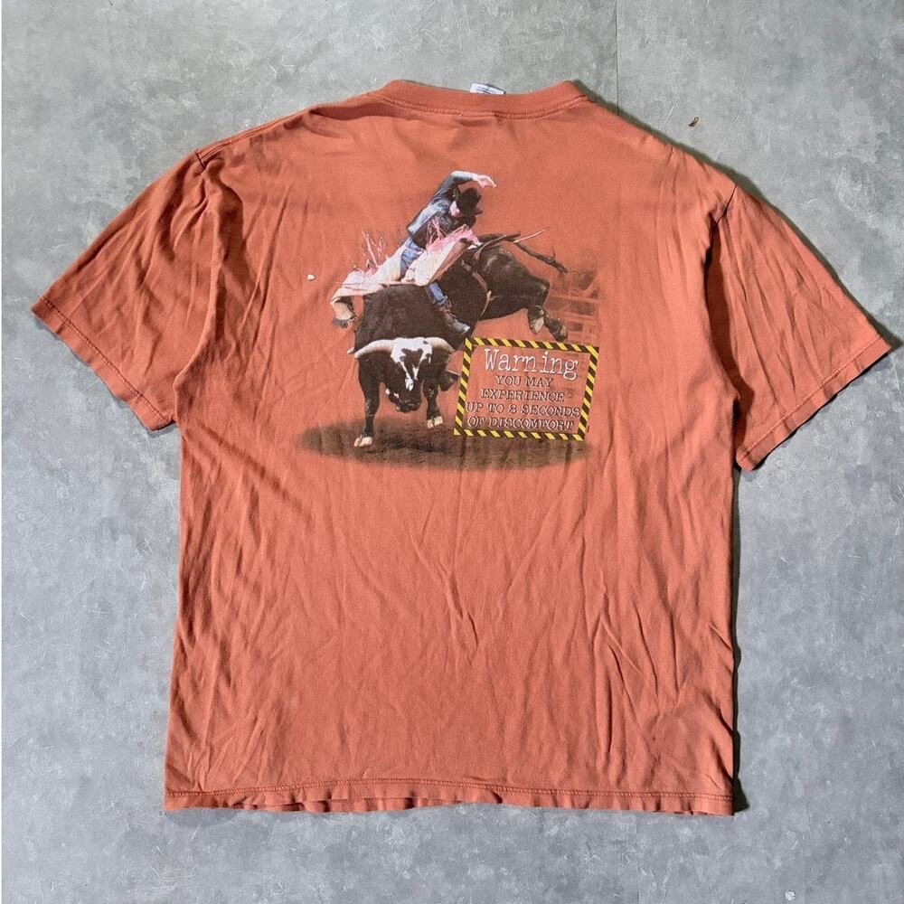 90s Vintage Wrangler Bull Riding Orange T Shirt -XL